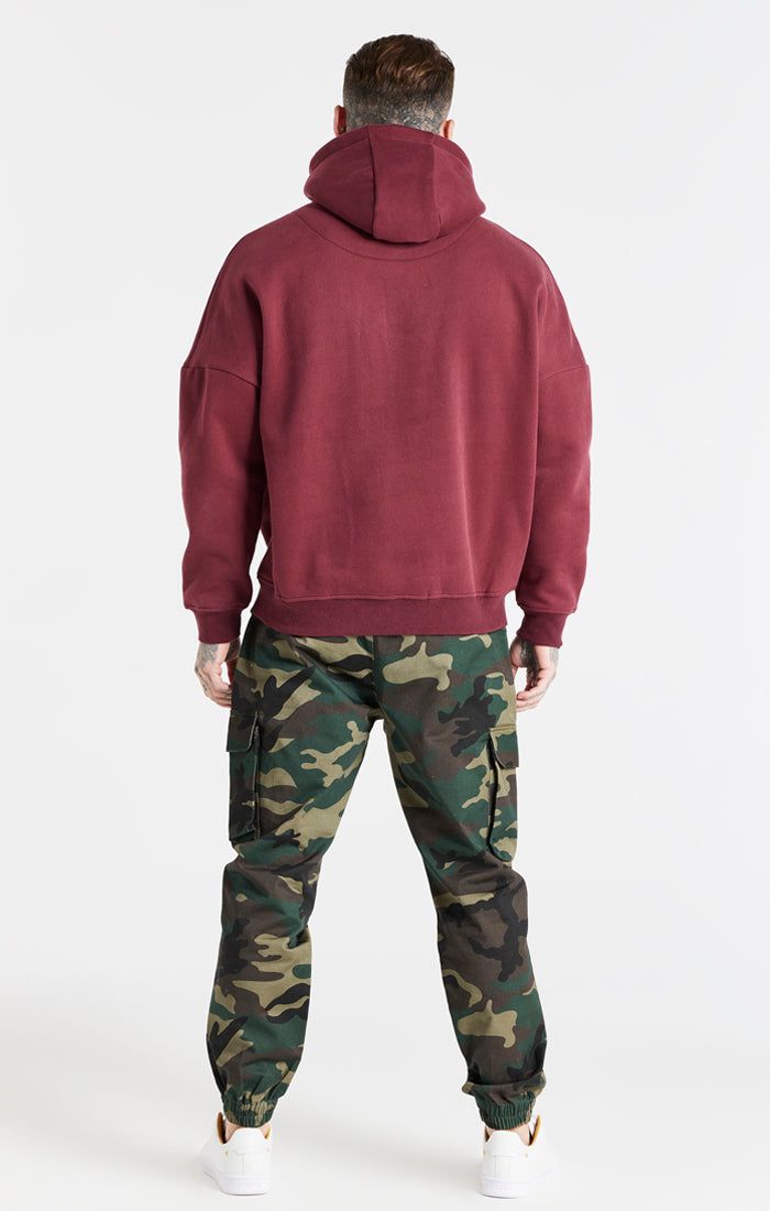 Burgundy Drop Shoulder Relaxed Fit Hoodie sold by Siksilk product image thumbnail 5