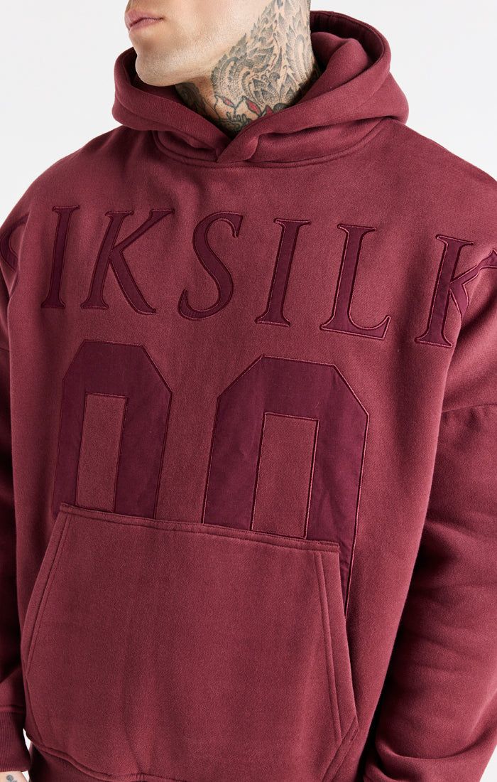 Burgundy Drop Shoulder Relaxed Fit Hoodie sold by Siksilk product image thumbnail 2