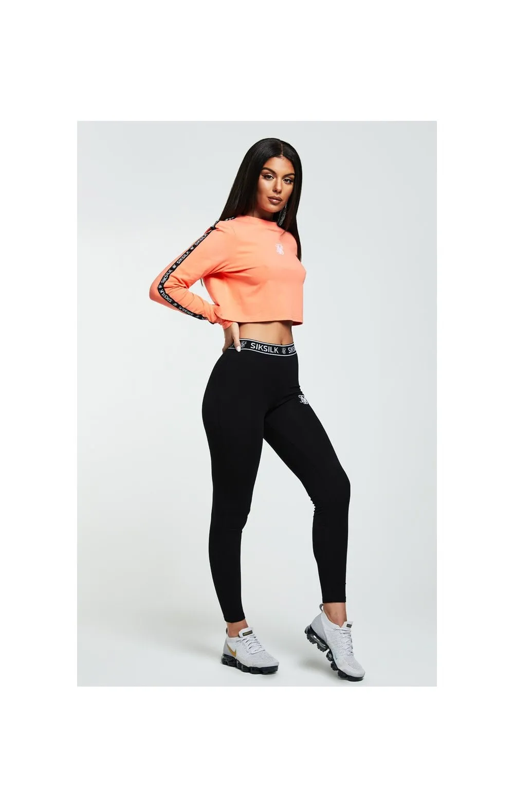 SikSilk L/S Crop Tee – Coral & Black sold by Siksilk product image thumbnail 3
