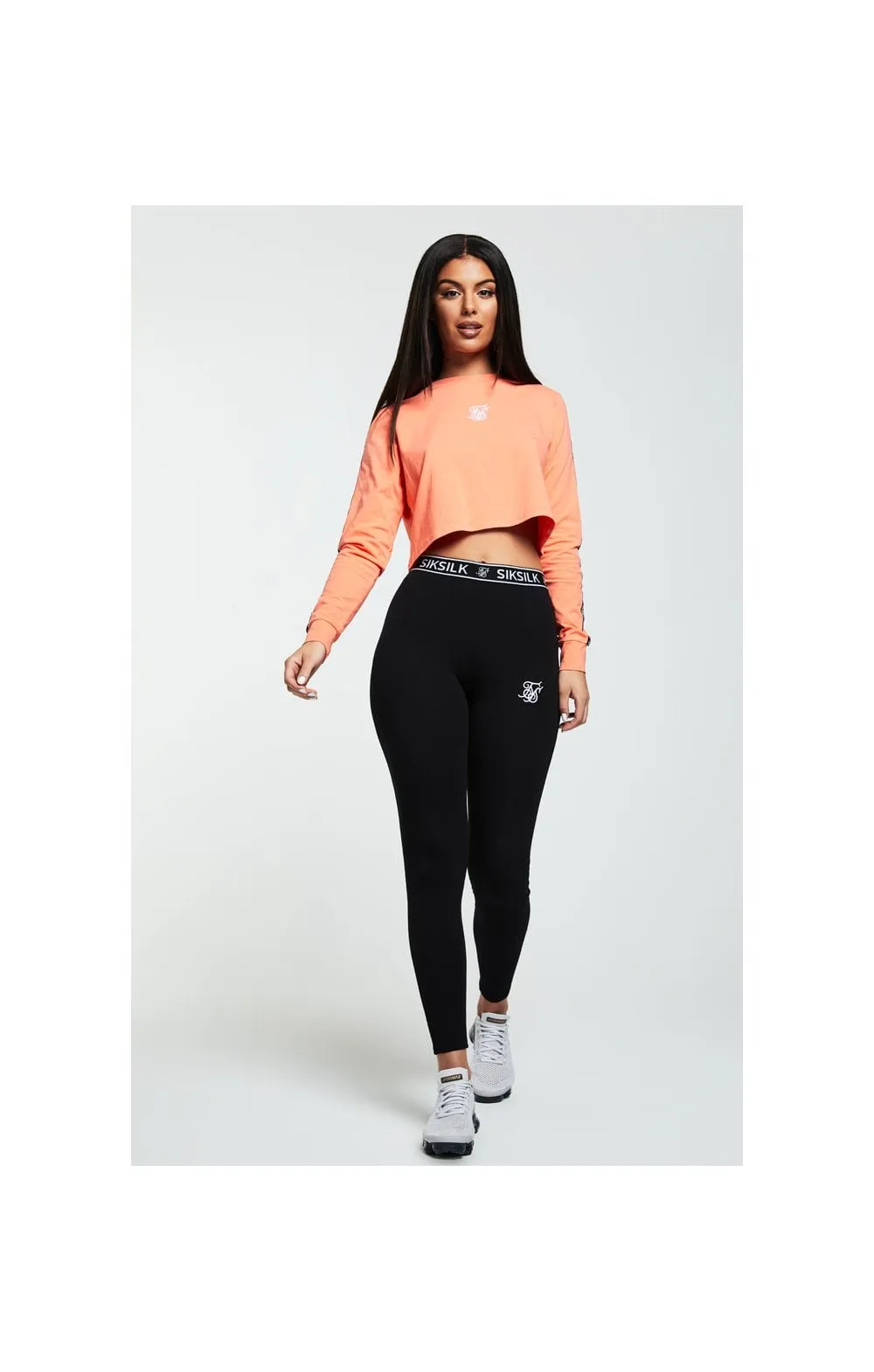 SikSilk L/S Crop Tee – Coral & Black sold by Siksilk product image thumbnail 4