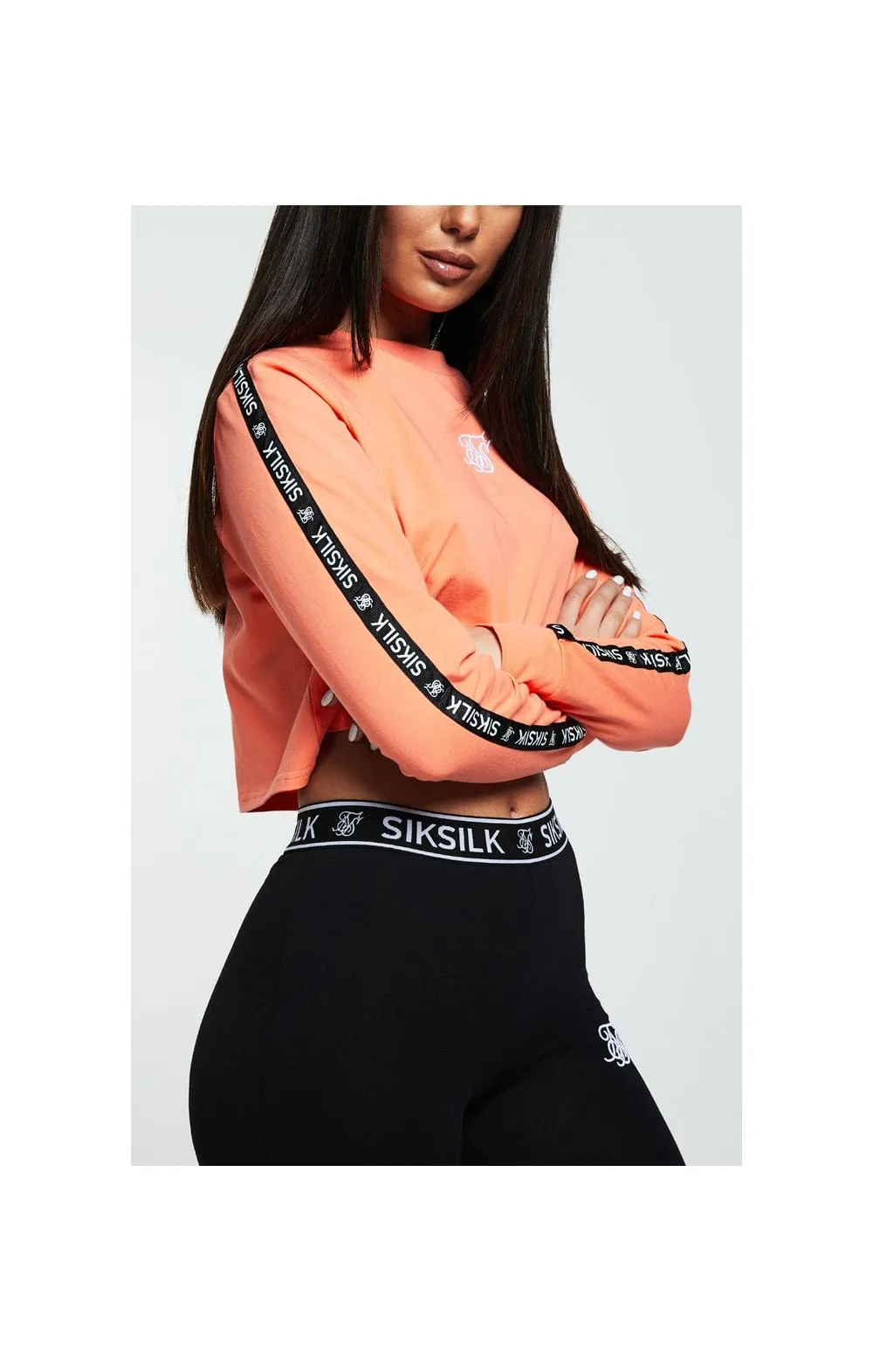SikSilk L/S Crop Tee – Coral & Black sold by Siksilk product image thumbnail 2