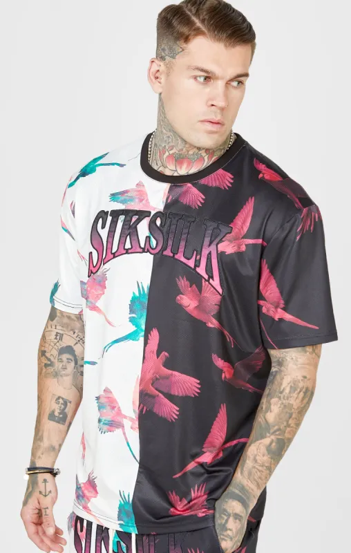 Ecru Print Oversized Short Sleeve T-Shirt sold by Siksilk
