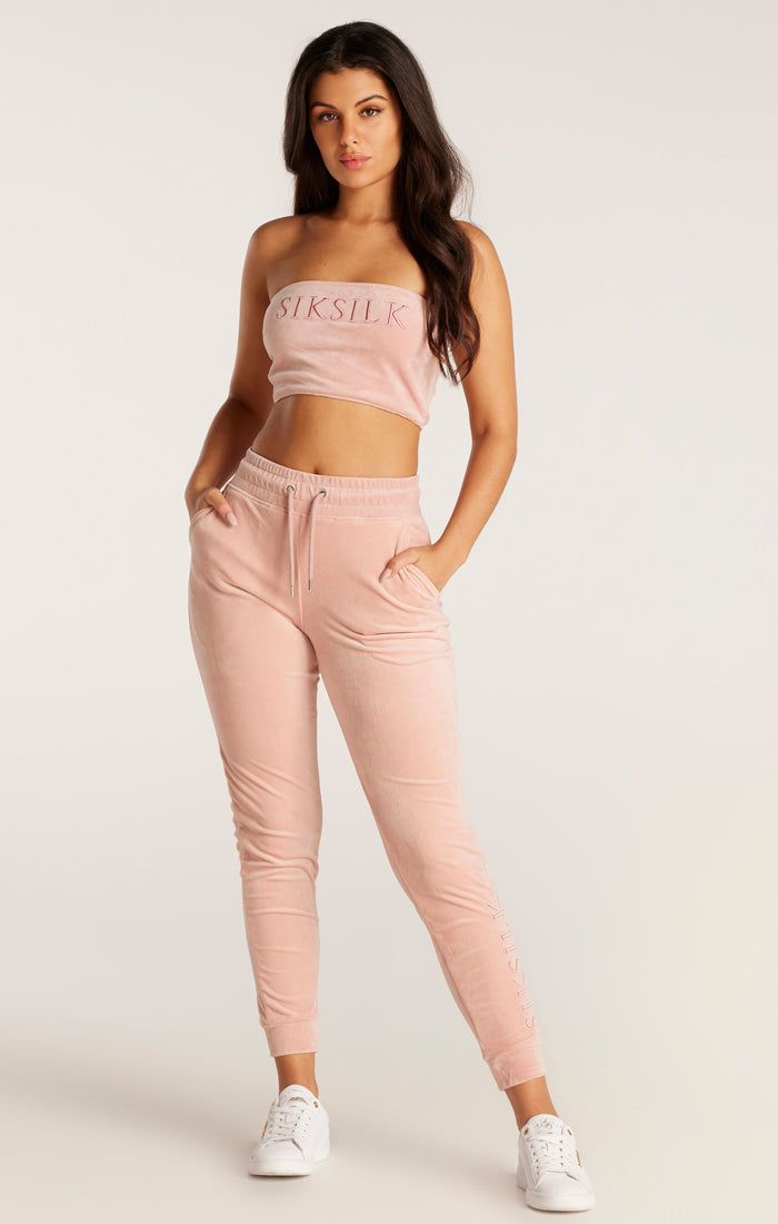 SikSilk Velour Embroidered Joggers - Pink sold by Siksilk product image thumbnail 4