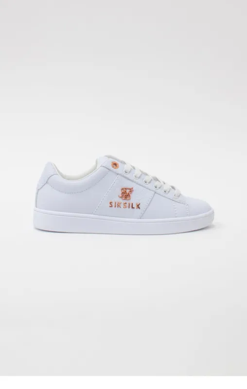 White Juniors Low-Top Classic Trainer With Metal Logo sold by Siksilk