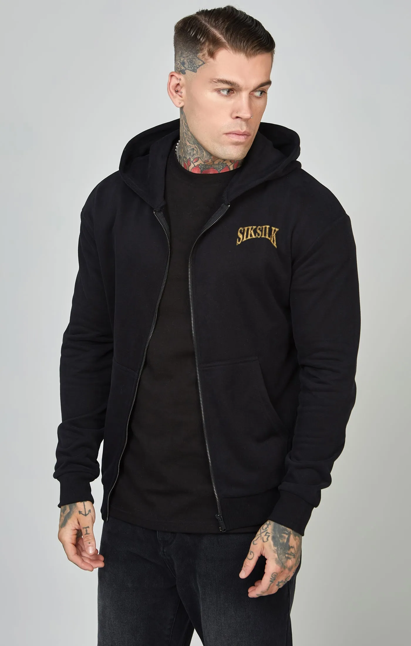 Oversized Crest Logo Zip Through Hoodie sold by Siksilk product image thumbnail 4