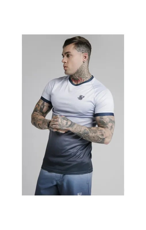SikSilk S/S Straight Hem Fade Tech Tee - Navy Lilac Fade sold by Siksilk