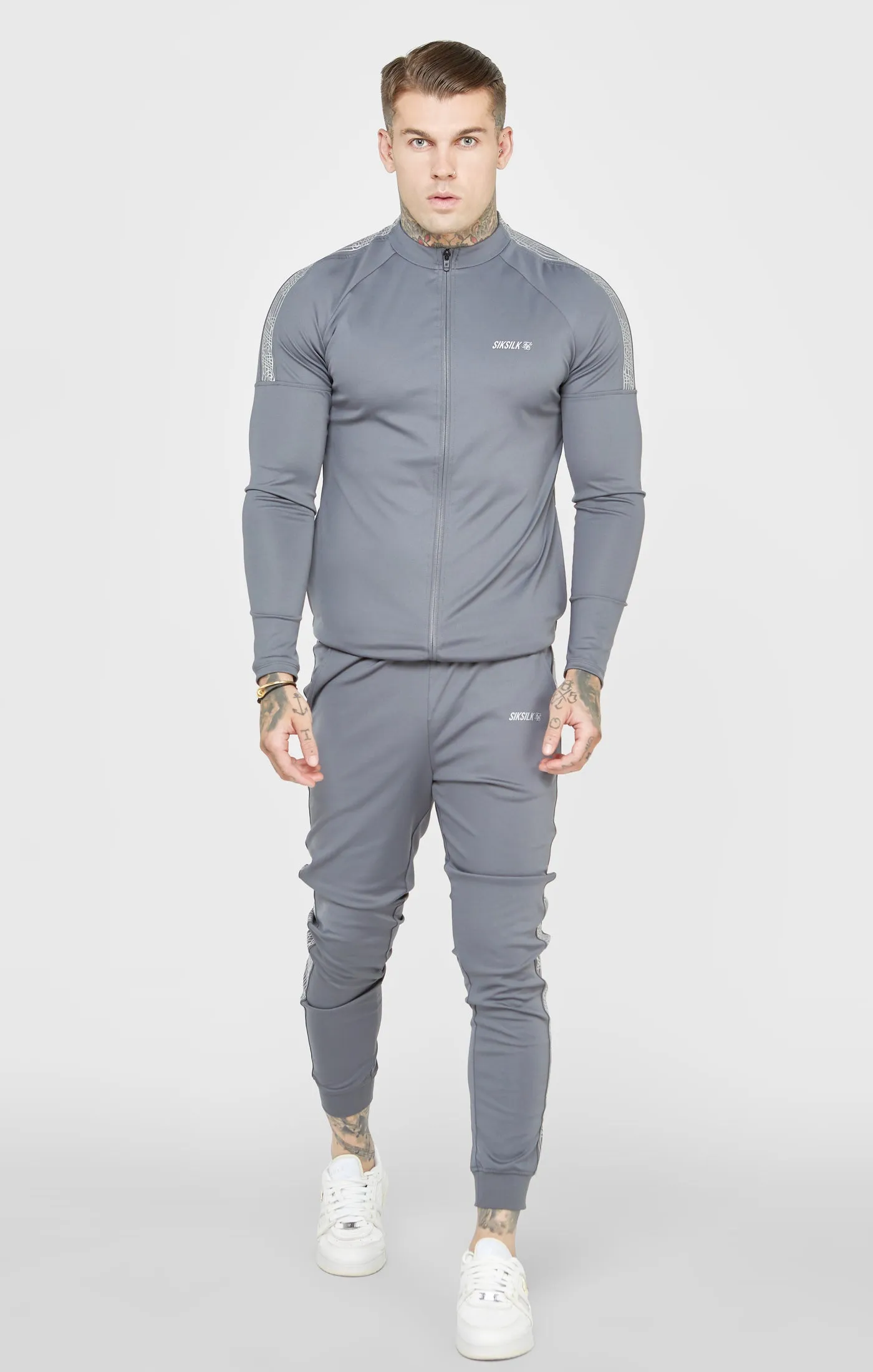 Grey Sports Funnel Neck Zip-Thru sold by Siksilk product image thumbnail 3
