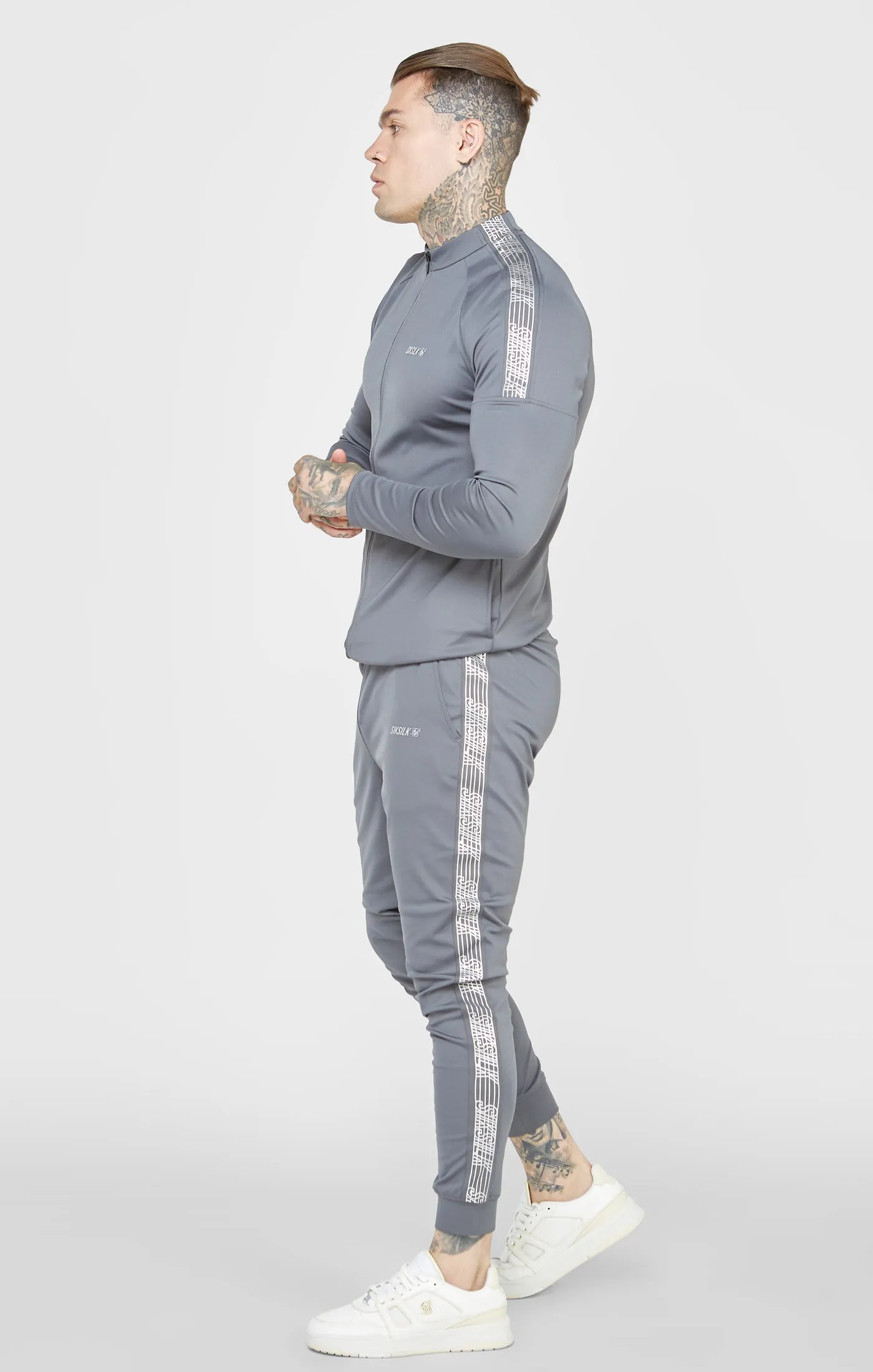Grey Sports Funnel Neck Zip-Thru sold by Siksilk product image thumbnail 4