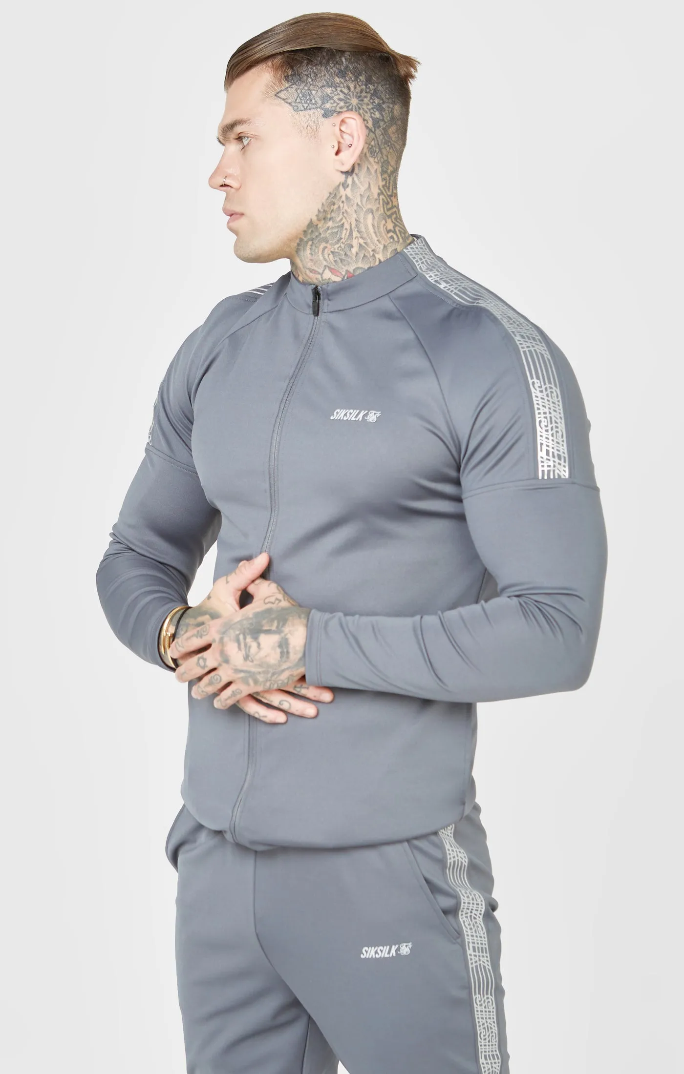 Grey Sports Funnel Neck Zip-Thru sold by Siksilk