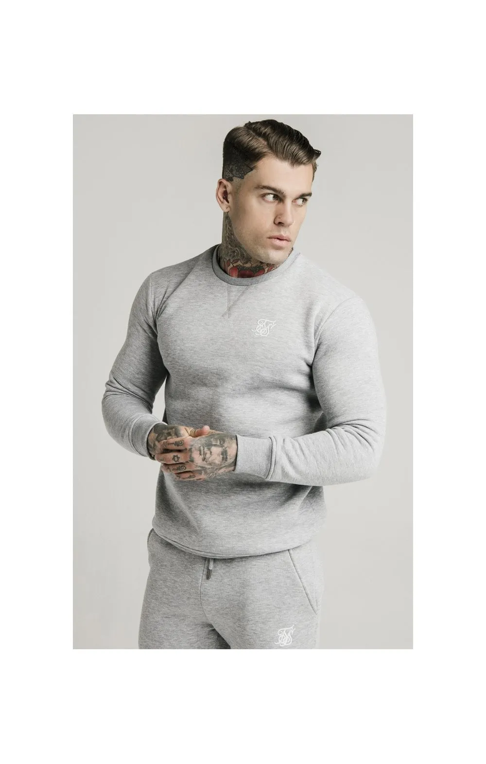Grey Marl Essential Crew Sweatshirt sold by Siksilk product image thumbnail 3