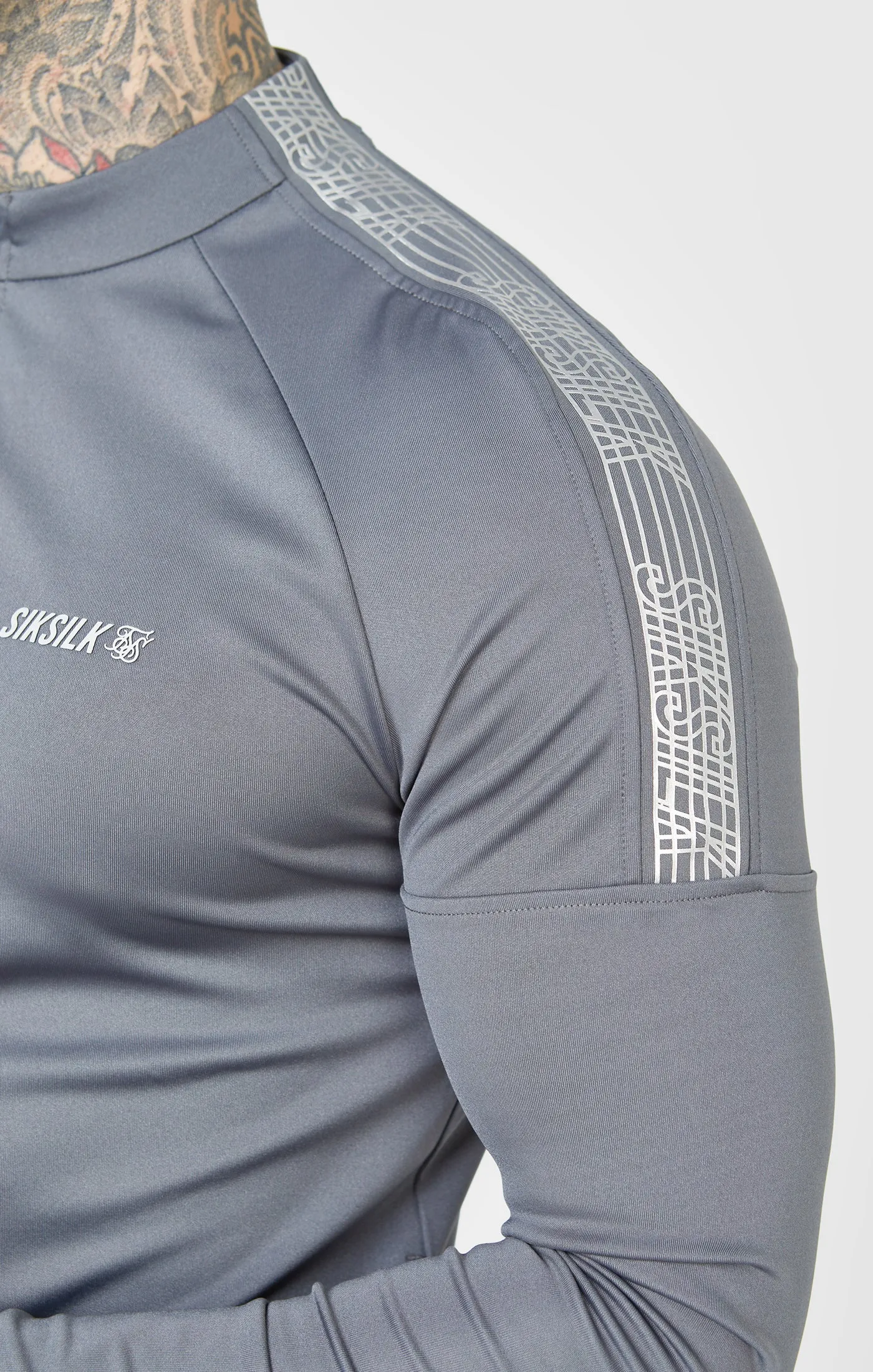 Grey Sports Funnel Neck Zip-Thru sold by Siksilk product image thumbnail 2