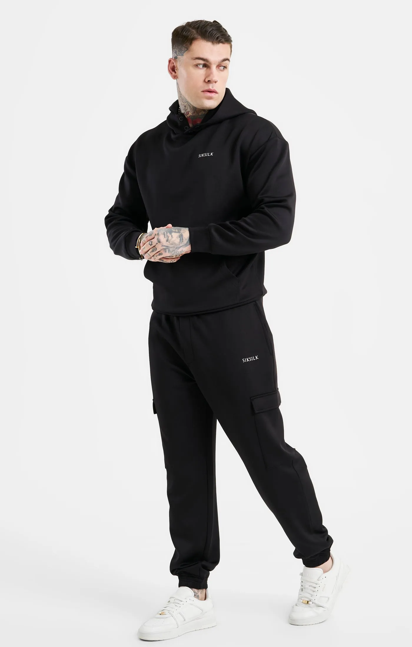 Black Poly Cargo Joggers sold by Siksilk product image thumbnail 3