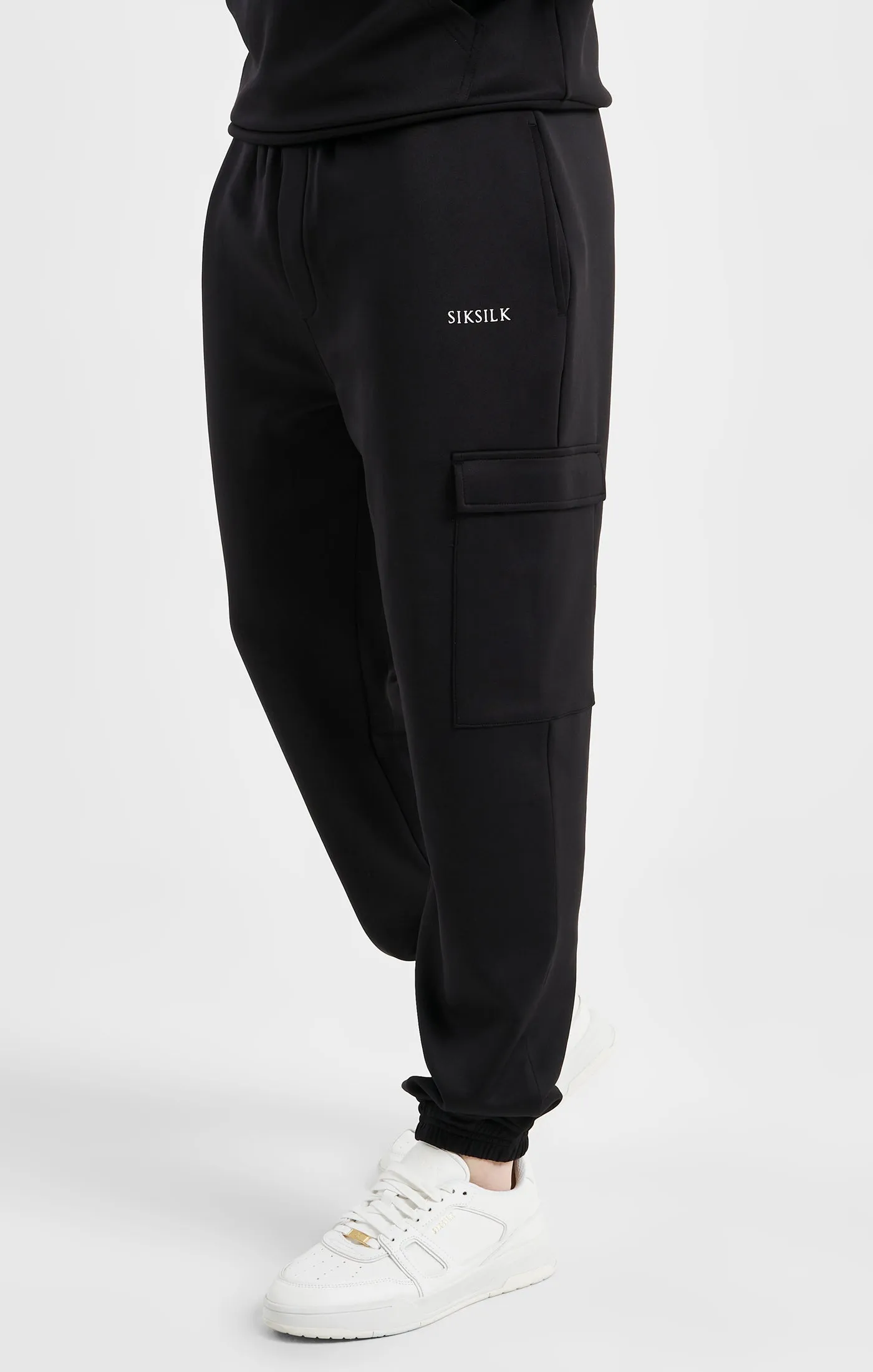 Black Poly Cargo Joggers sold by Siksilk
