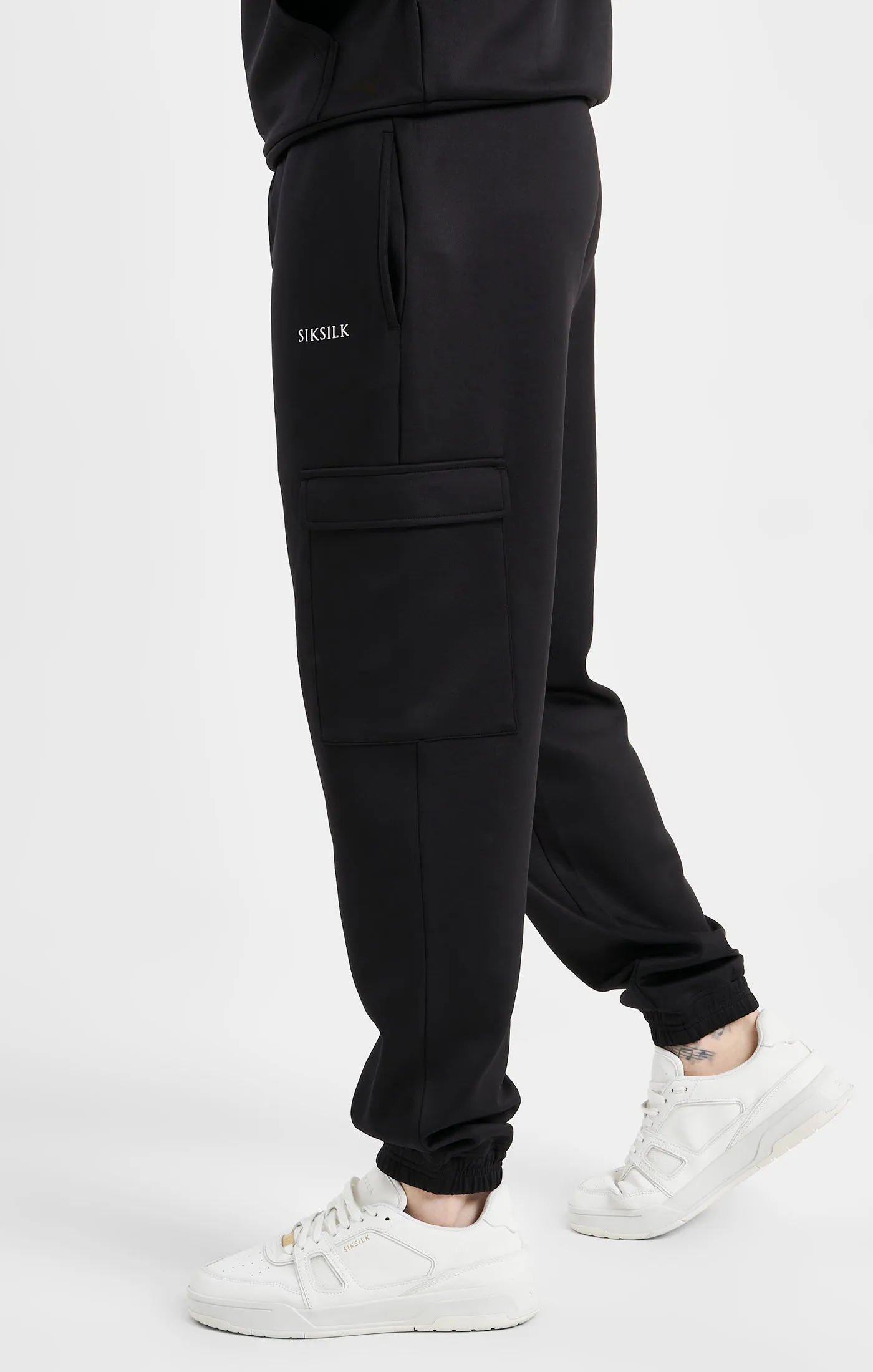 Black Poly Cargo Joggers sold by Siksilk product image thumbnail 2