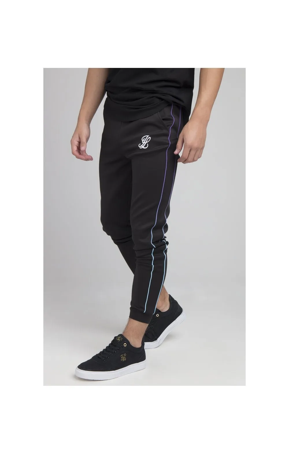 Boys Illusive Black Panelled Jogger sold by Siksilk