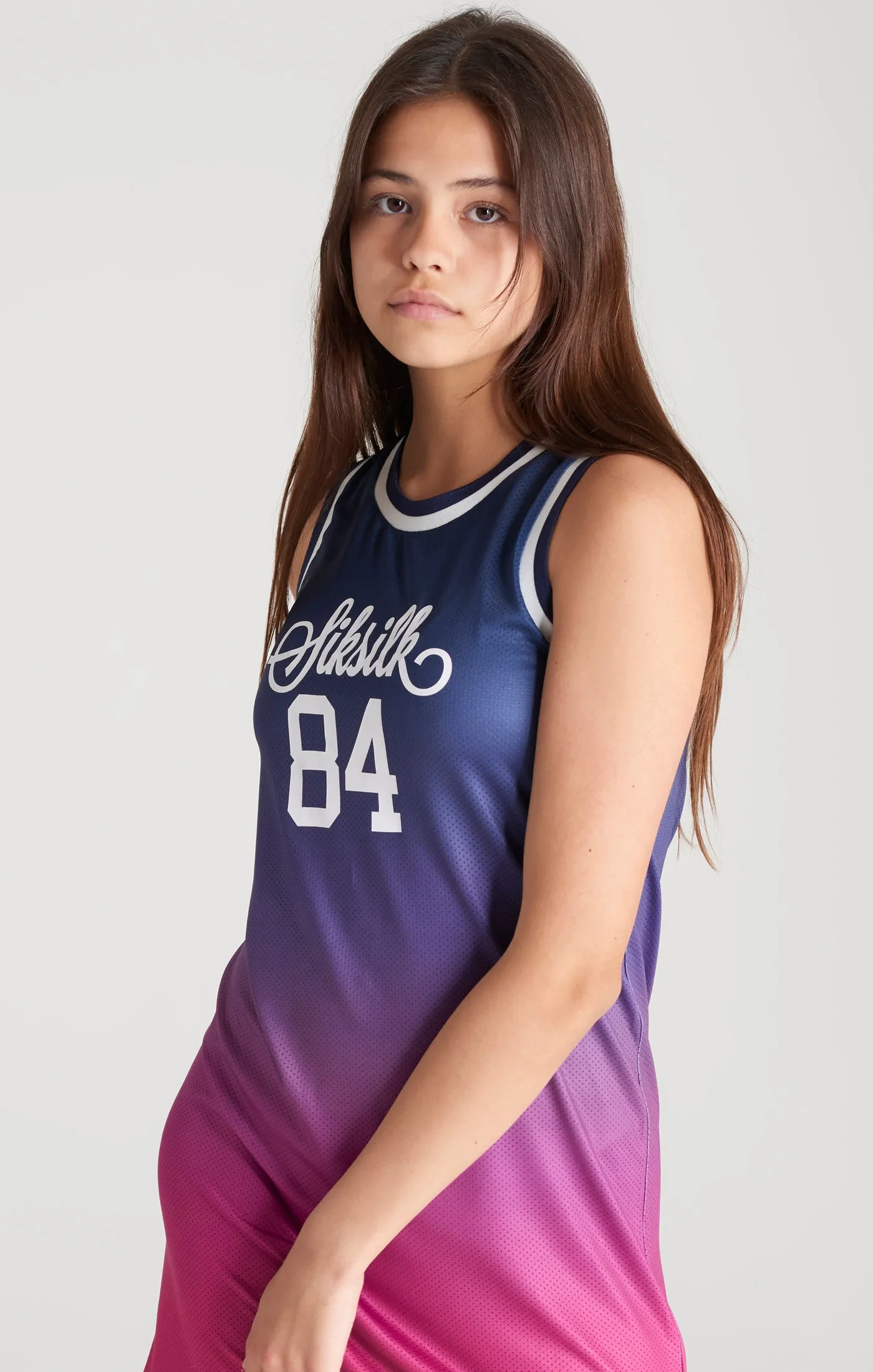 Girls Navy Mesh Basketball Dress sold by Siksilk product image thumbnail 3