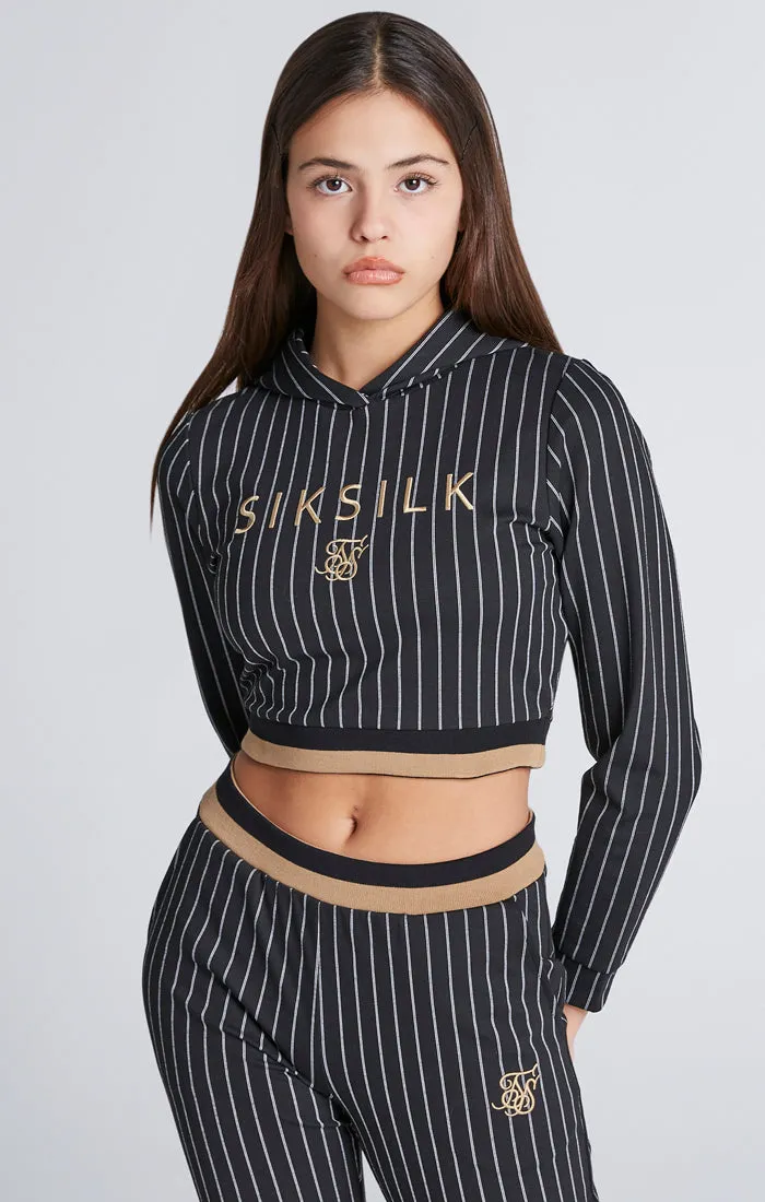 Girls Black Baseball Stripe Cropped Hoodie sold by Siksilk