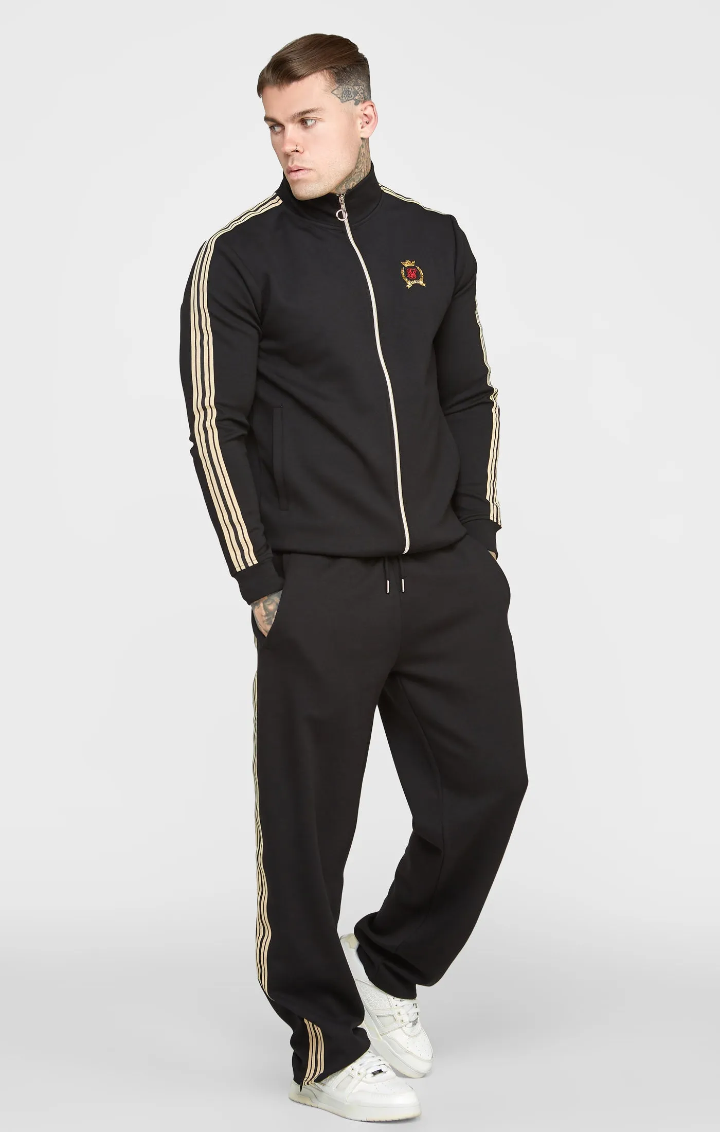 Black Crest Funnel Neck Track Jacket sold by Siksilk product image thumbnail 4