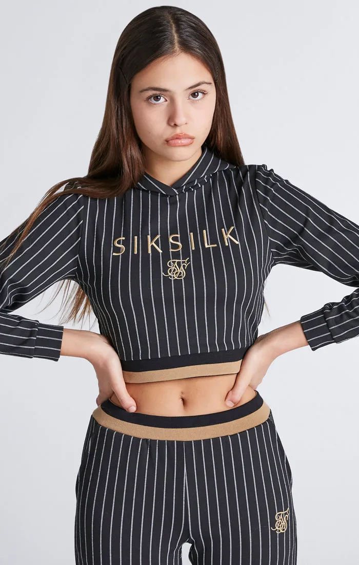 Girls Black Baseball Stripe Cropped Hoodie sold by Siksilk product image thumbnail 2