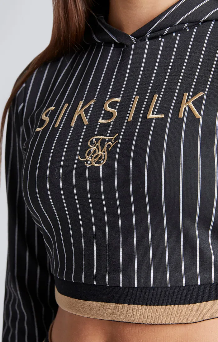 Girls Black Baseball Stripe Cropped Hoodie sold by Siksilk product image thumbnail 3