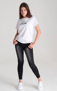 Girls Black Paint Splatter Skinny Denim Jean sold by Siksilk
