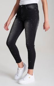Girls Black Paint Splatter Skinny Denim Jean sold by Siksilk