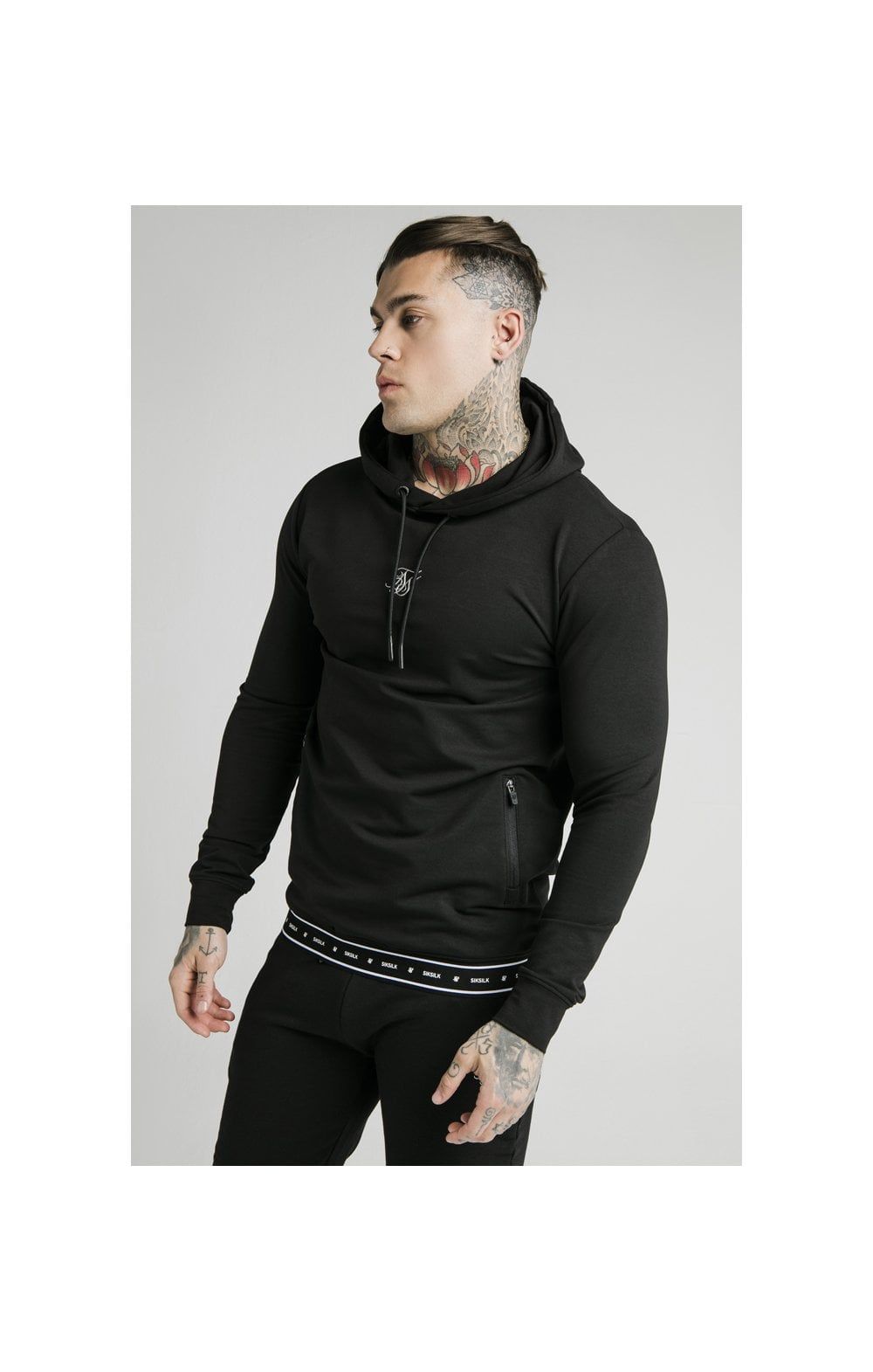 SikSilk Active Tape Hem Overhead Hoodie - Black sold by Siksilk