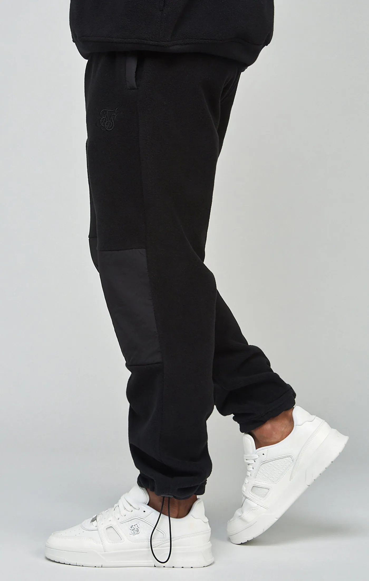 Ecru Polar Fleece Panelled Cuffed Jogger sold by Siksilk product image thumbnail 2