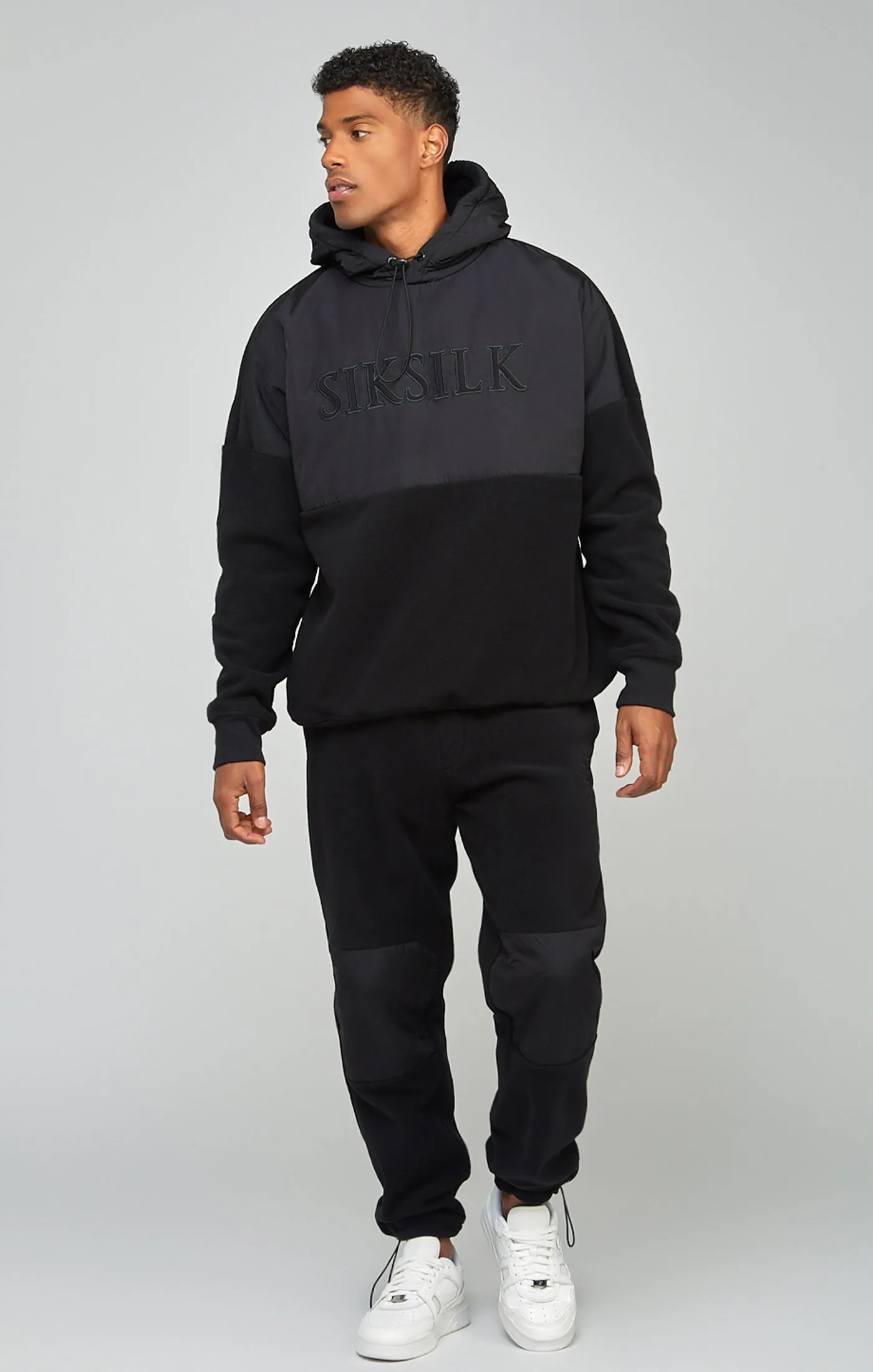 Ecru Polar Fleece Panelled Cuffed Jogger sold by Siksilk product image thumbnail 3