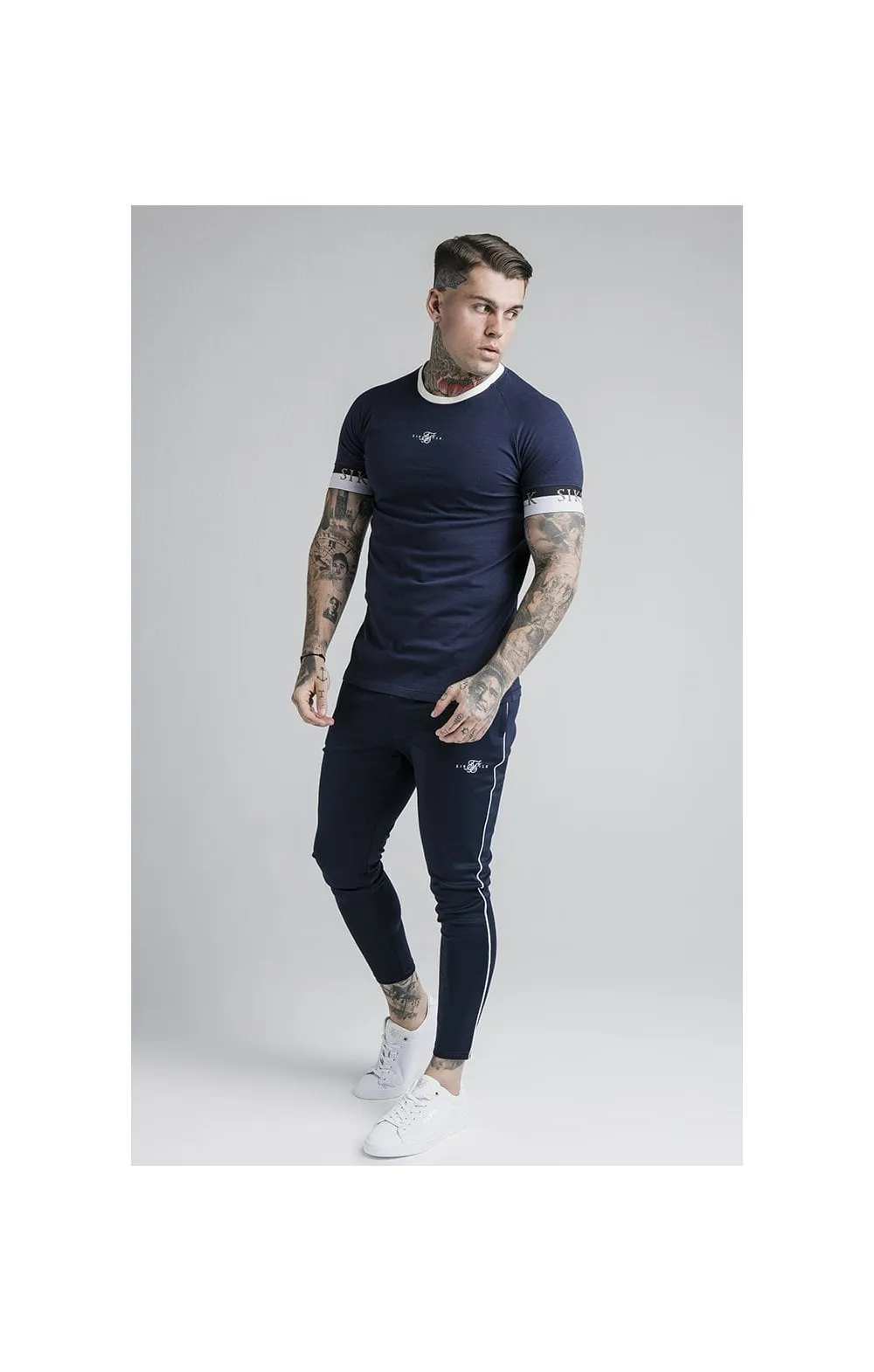 SikSilk Agility Deluxe Track Pants - Navy & Off White sold by Siksilk product image thumbnail 4