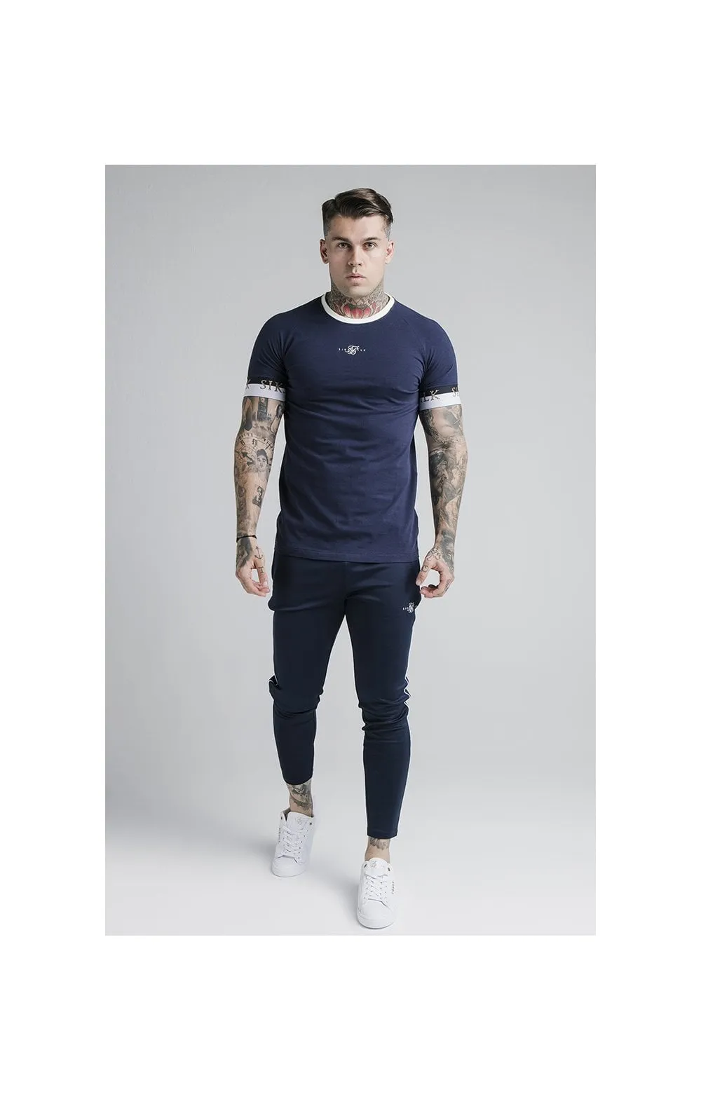 SikSilk Agility Deluxe Track Pants - Navy & Off White sold by Siksilk product image thumbnail 5