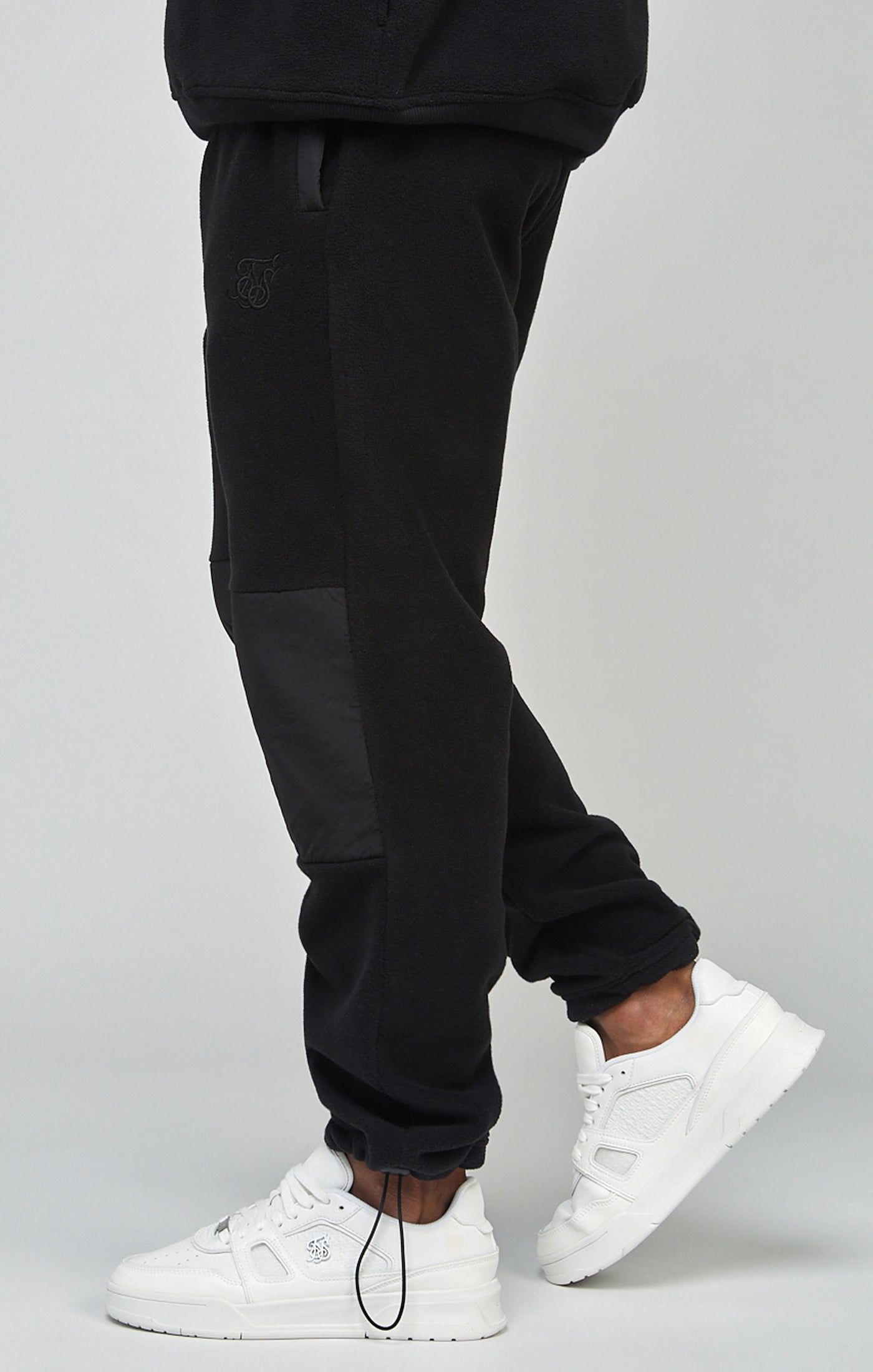 Ecru Polar Fleece Panelled Cuffed Jogger sold by Siksilk product image thumbnail 2