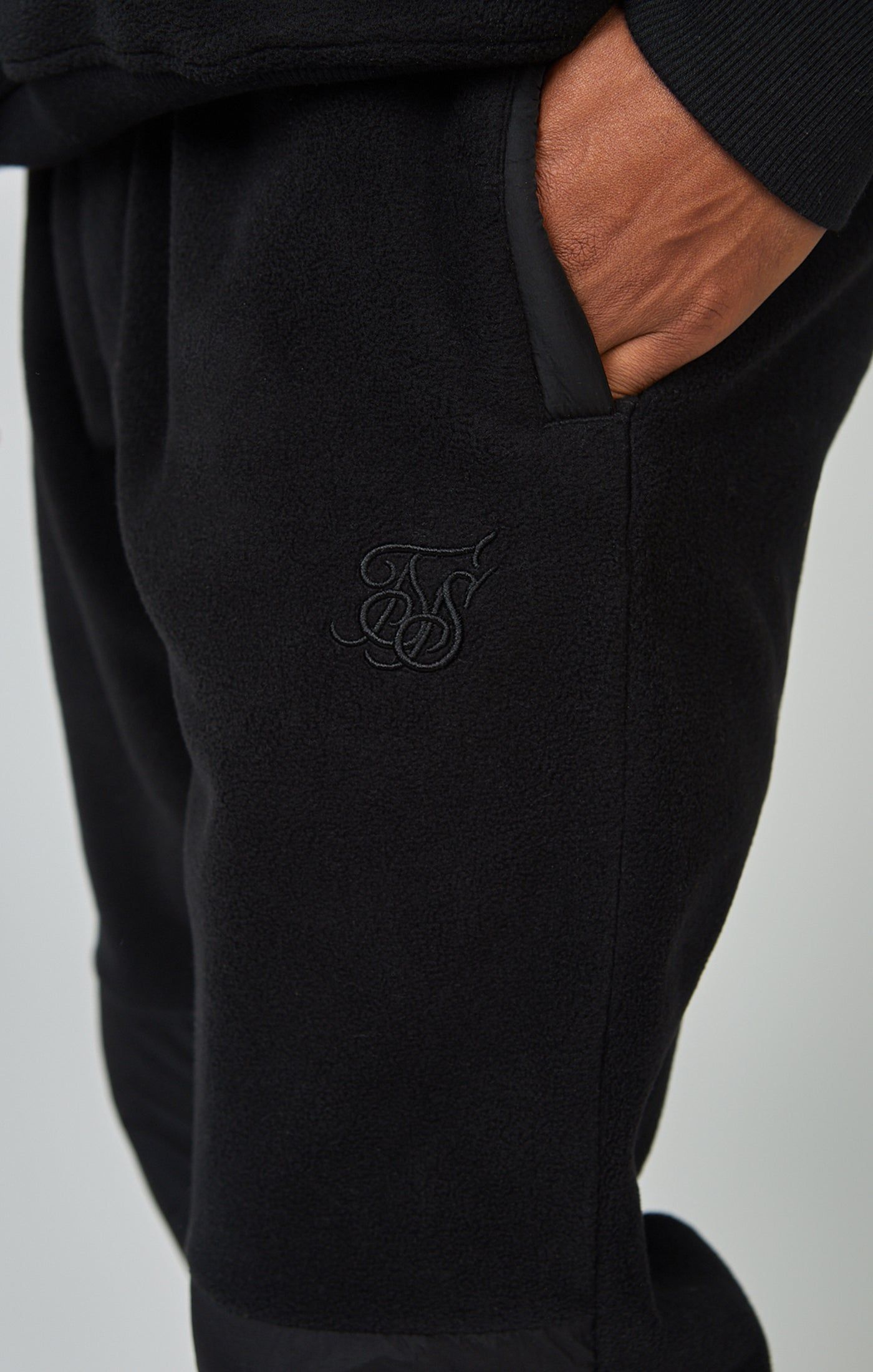 Ecru Polar Fleece Panelled Cuffed Jogger sold by Siksilk product image thumbnail 6