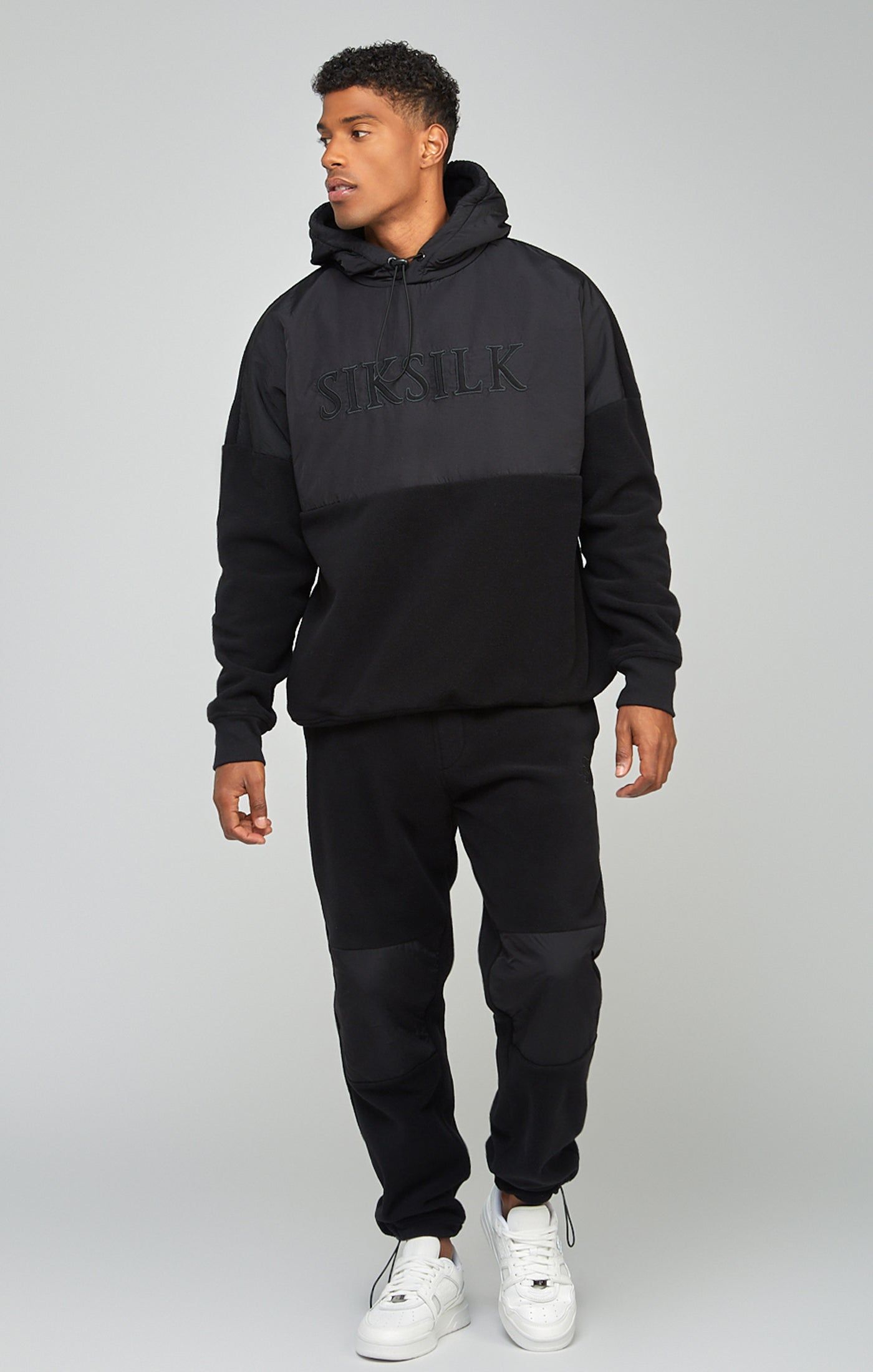 Ecru Polar Fleece Panelled Cuffed Jogger sold by Siksilk product image thumbnail 3