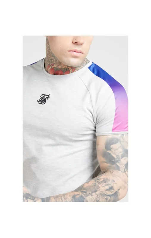 SikSilk S/S Marl Fade Panel Tech Tee – Grey Marl & Neon sold by Siksilk