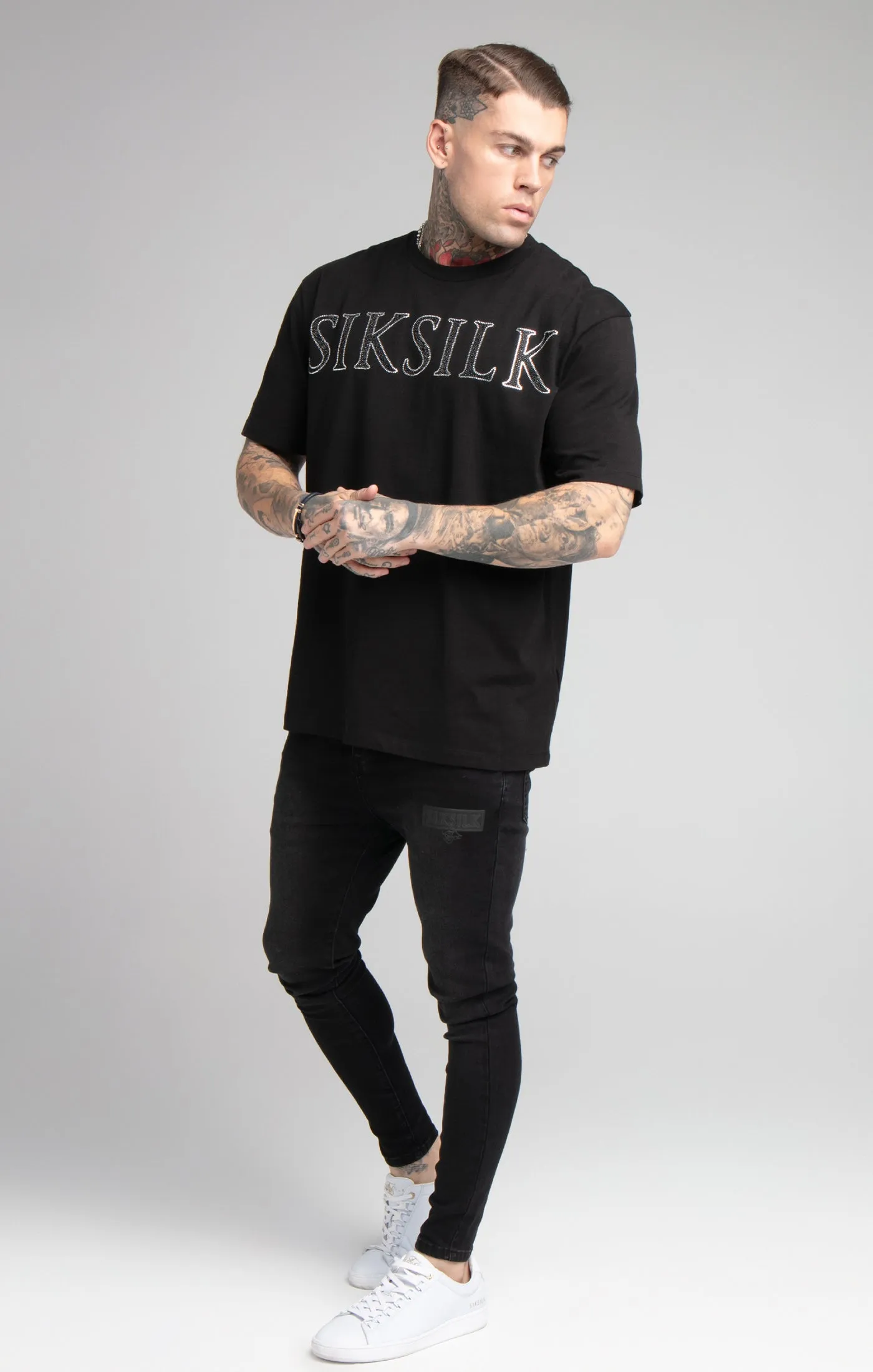 Black Rhinestone Oversized T-Shirt sold by Siksilk product image thumbnail 3