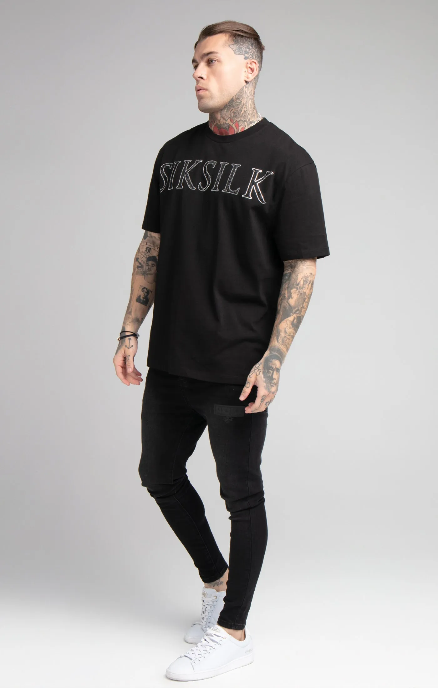 Black Rhinestone Oversized T-Shirt sold by Siksilk product image thumbnail 4