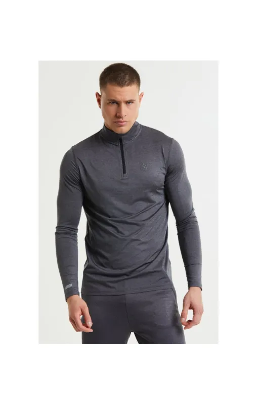 SikSilk Pressure Zip Funnel Neck - Charcoal Marl sold by Siksilk