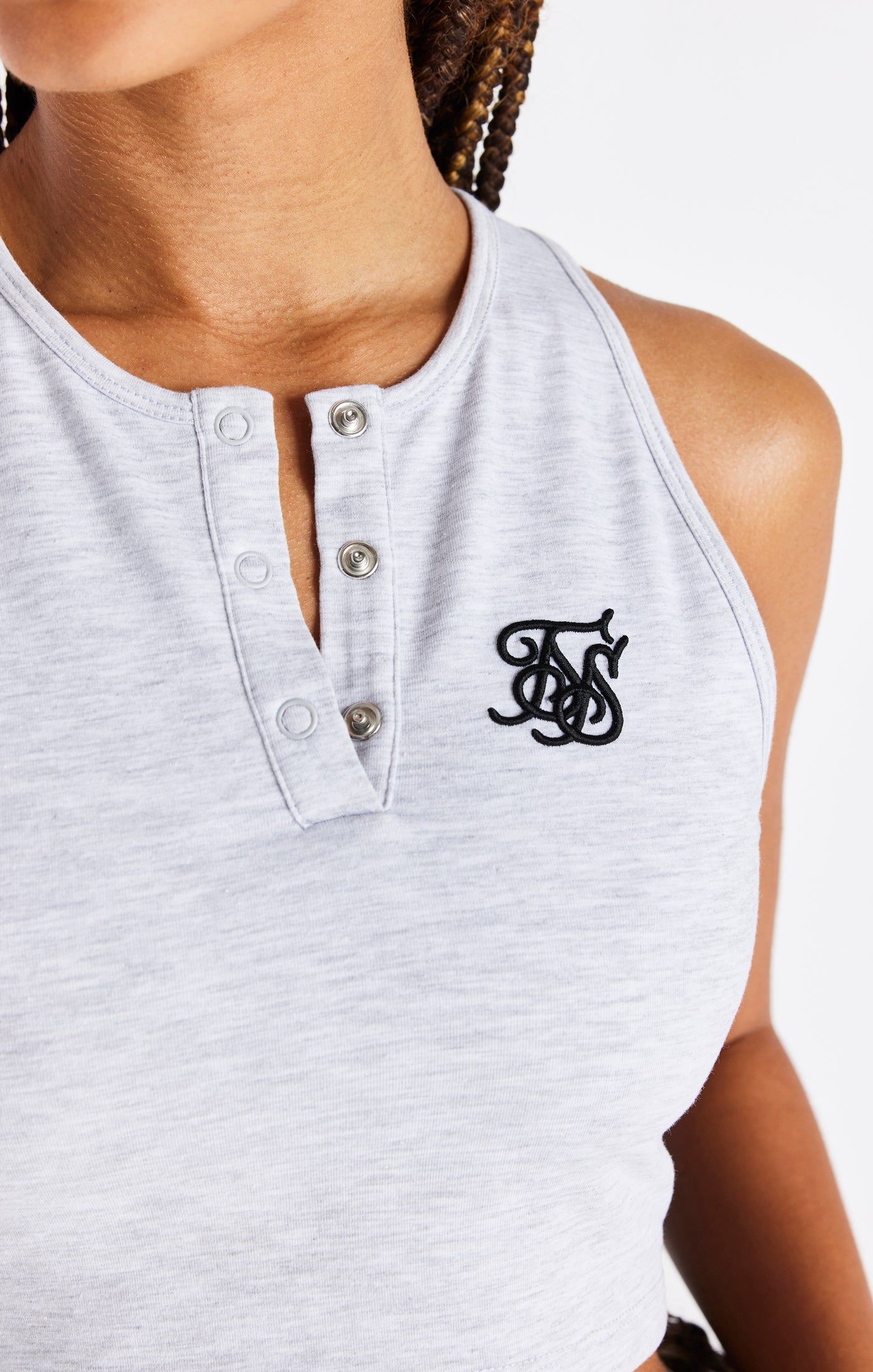 Grey Marl Popper Racerback Vest sold by Siksilk product image thumbnail 2