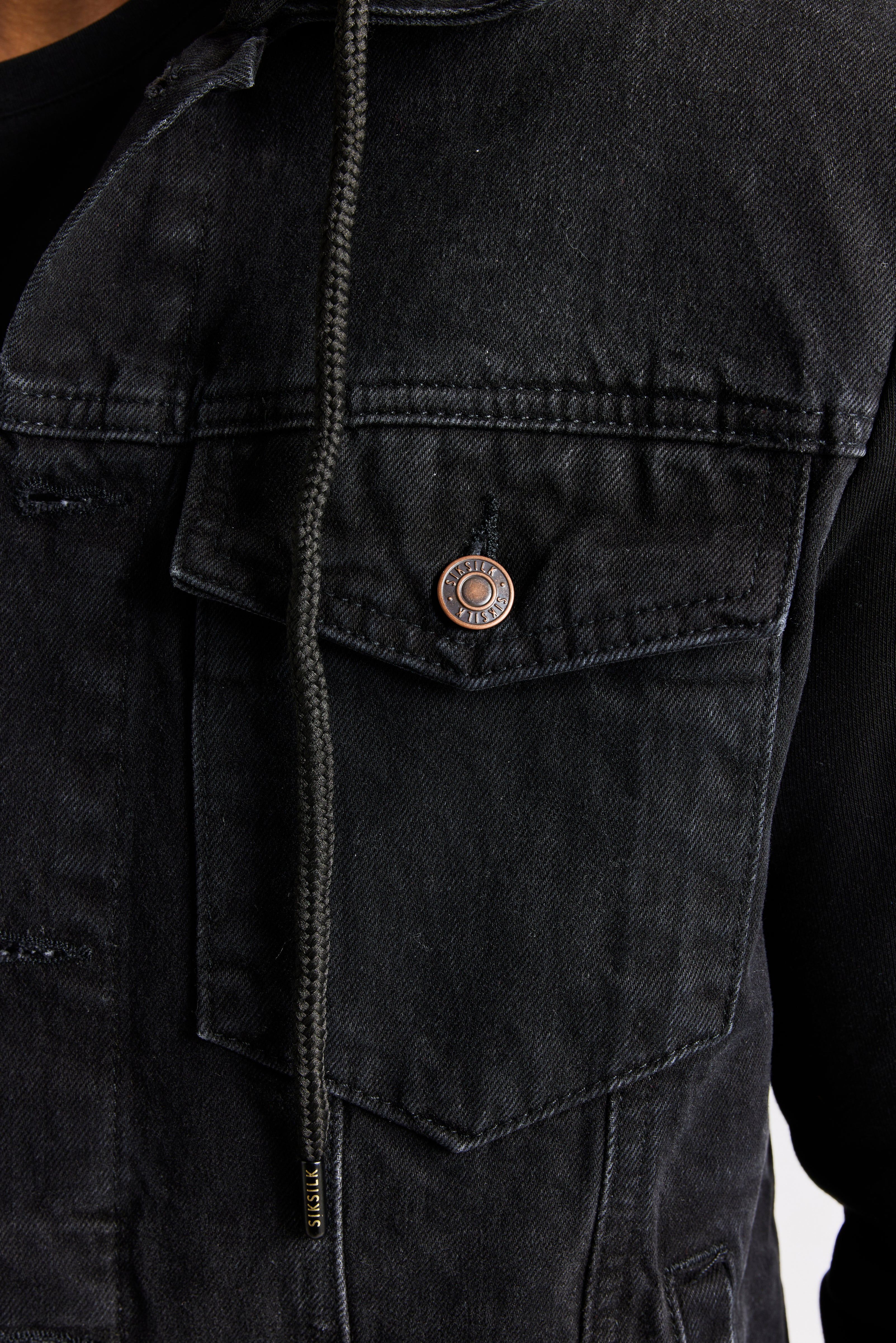 Black Denim Jacket sold by Siksilk product image thumbnail 6