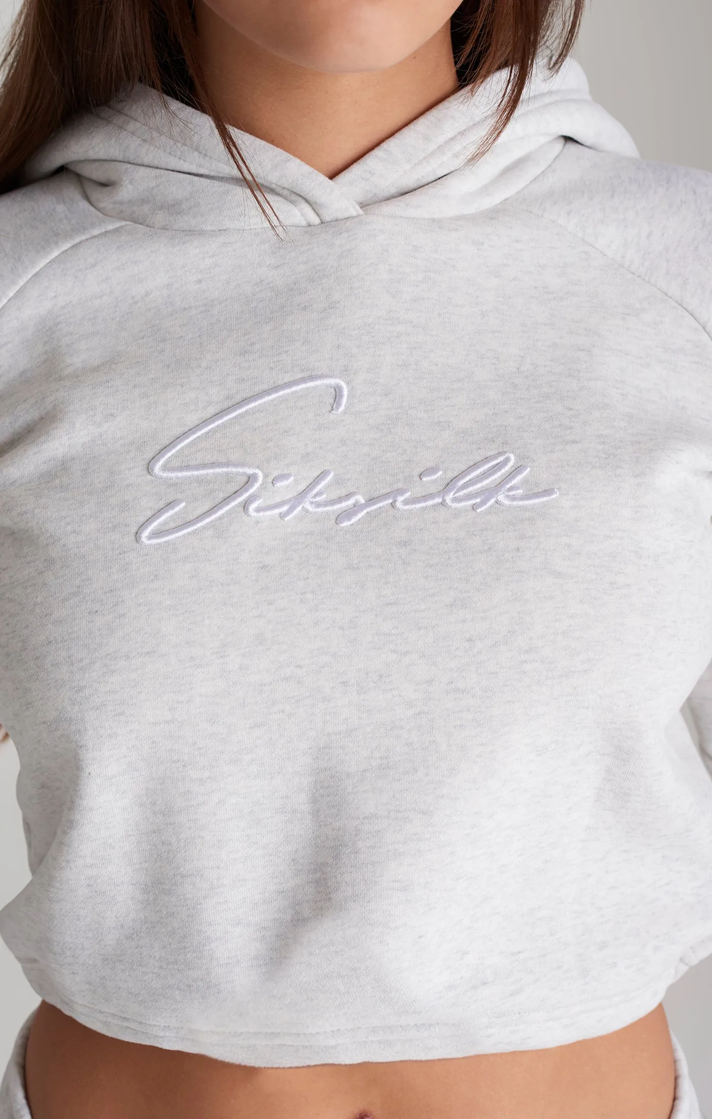 Girls Grey Marl Signature Cropped Hoodie sold by Siksilk product image thumbnail 2