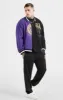 Messi x SikSilk Retro Varsity Bomber Jacket - Black & Purple sold by Siksilk