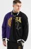 Messi x SikSilk Retro Varsity Bomber Jacket - Black & Purple sold by Siksilk