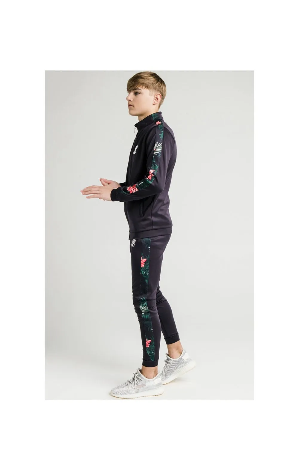 Illusive London Poly Funnel Neck Hoodie - Navy & Floral sold by Siksilk product image thumbnail 5