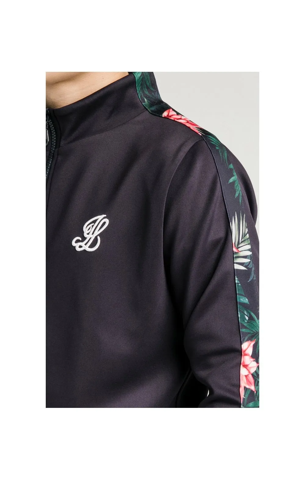 Illusive London Poly Funnel Neck Hoodie - Navy & Floral sold by Siksilk product image thumbnail 2