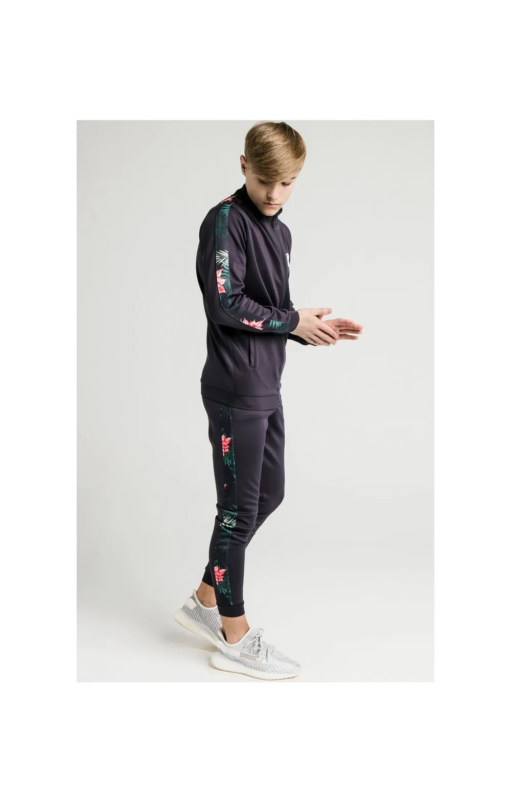 Illusive London Poly Funnel Neck Hoodie - Navy & Floral sold by Siksilk product image thumbnail 3