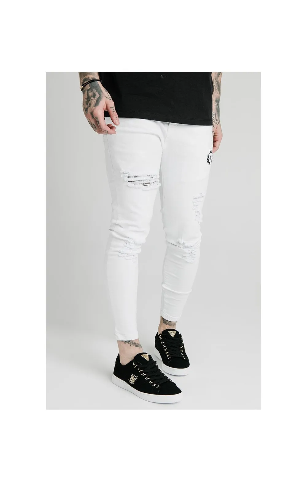 SikSilk Distressed Prestige Skinny Denims - White sold by Siksilk product image thumbnail 3
