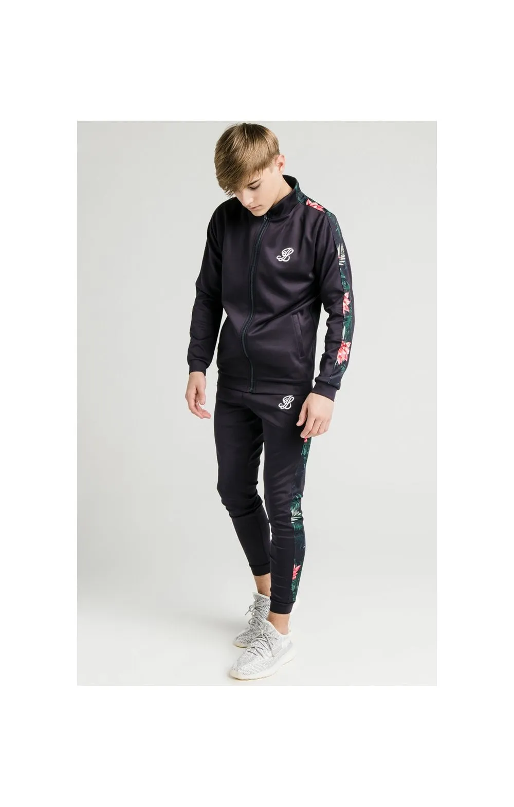 Illusive London Poly Funnel Neck Hoodie - Navy & Floral sold by Siksilk product image thumbnail 4
