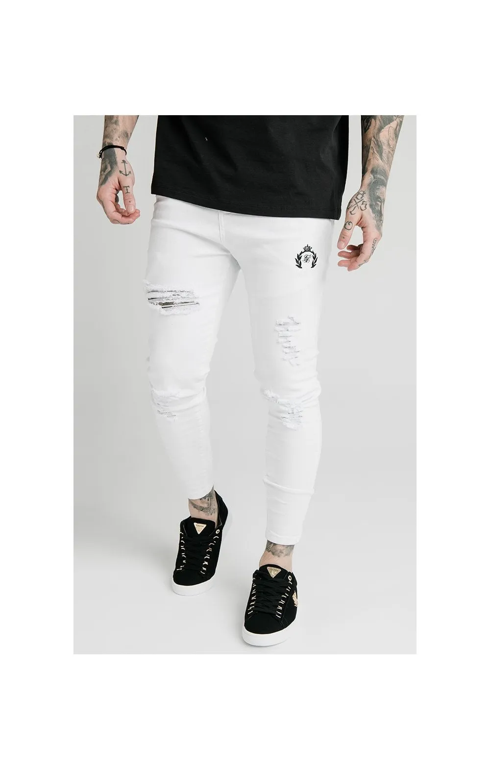 SikSilk Distressed Prestige Skinny Denims - White sold by Siksilk