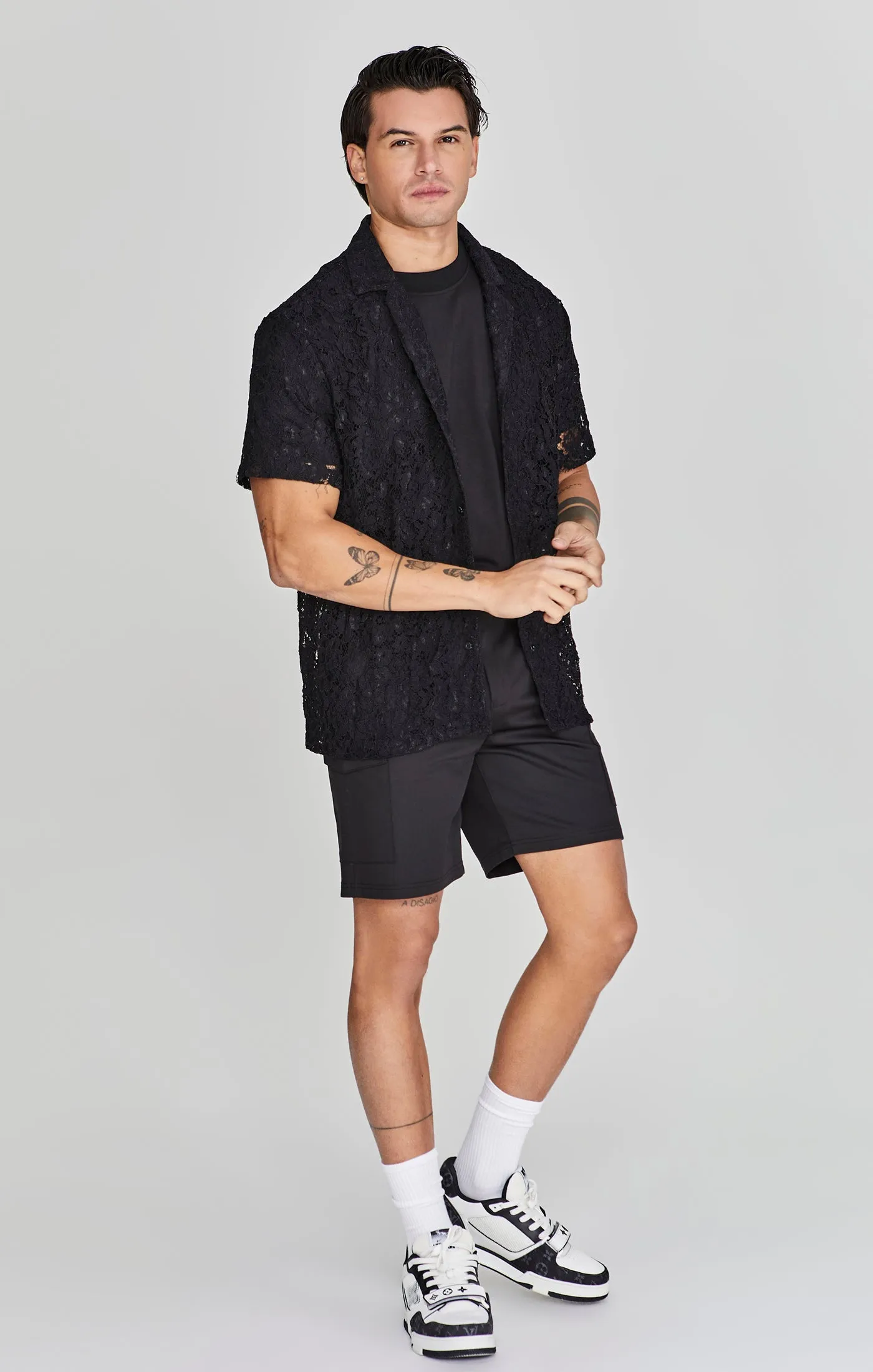 Black Lace Resort Shirt sold by Siksilk product image thumbnail 2